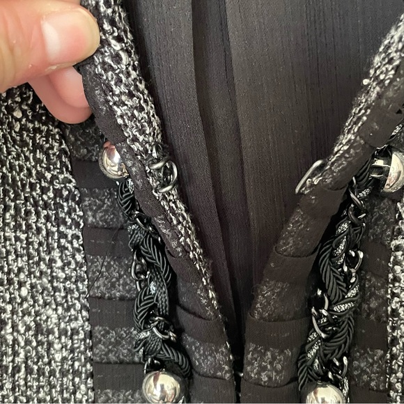 WHBM | Long Tweed Embellished Trophy Blazer Jacket Size 00 - Picture 11 of 15